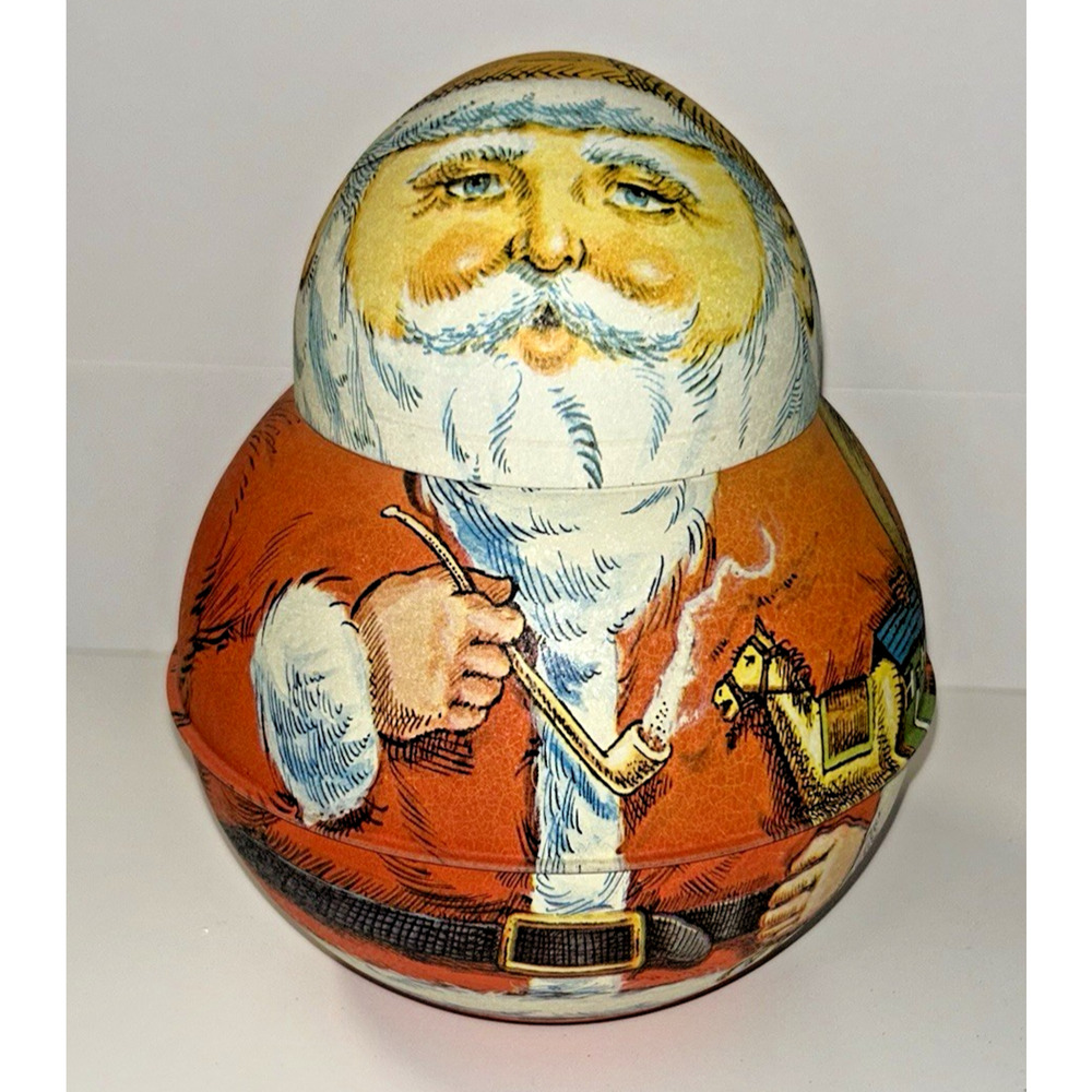Vtg. Bristol Ware Roly Poly 6.75' Santa Claus 1980 Tobacco Tin Advertising